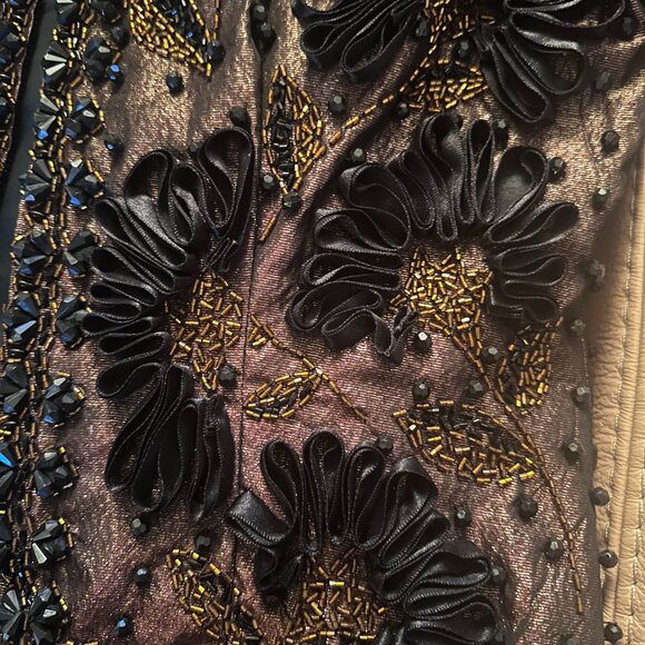 Black Tie, size 8 beaded jacket in bronze and black - Picture 3 of 4